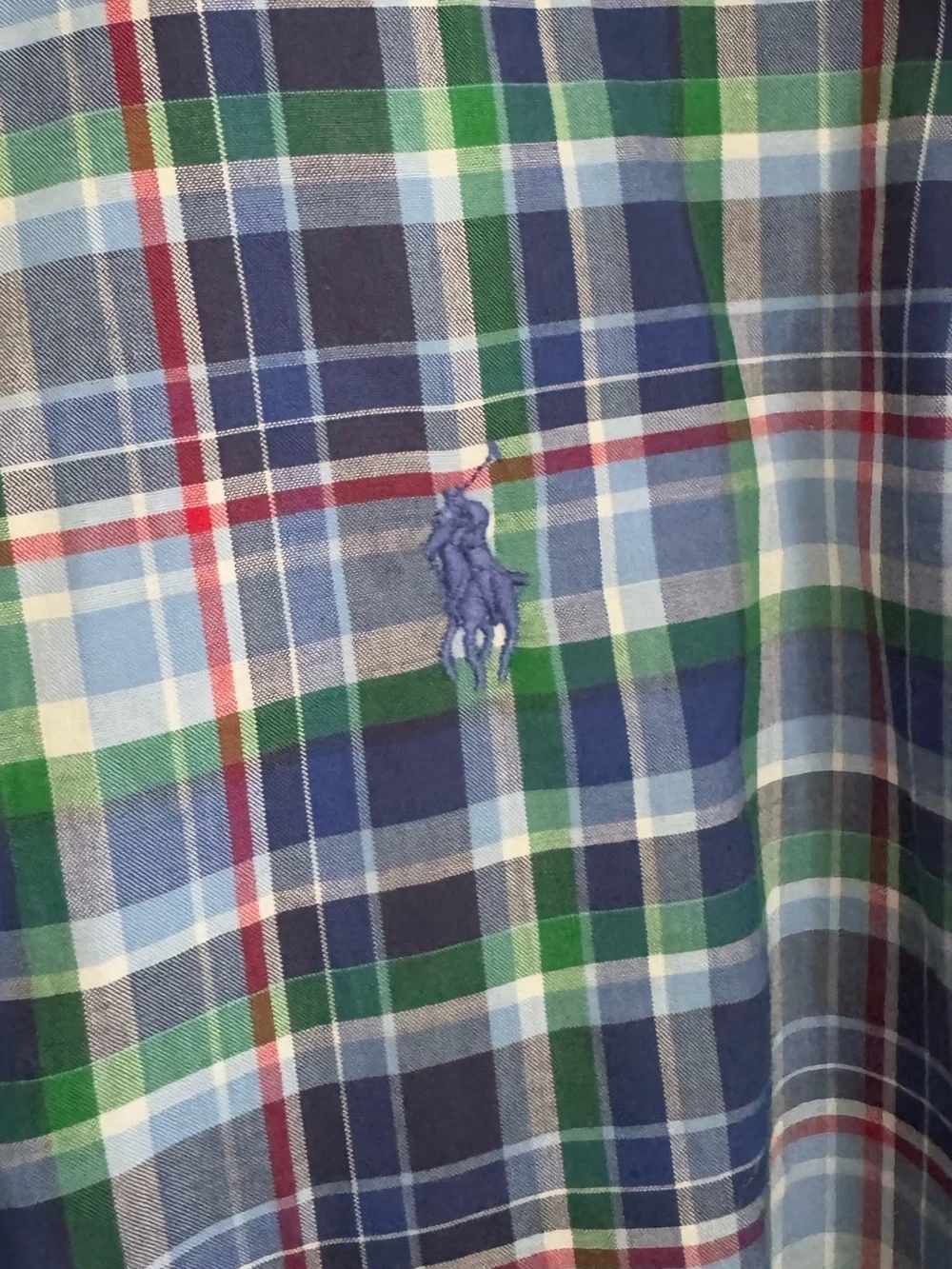 Ralph Lauren Navy, Green & White Plaid Button-Down Shirt